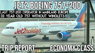 TRIP REPORT Jet2 Boeing 757200 ECONOMY Barcelona BCN  Manchester MAN [upl. by Eneja]