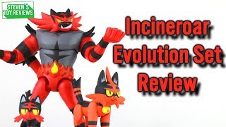 Tomy Incineroar Evolution Set Review GameStop Exclusive Litten Torracat [upl. by Popper672]