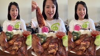 INIHAW NA LIEMPO INIHAW NA PUSIT SA SABAW NG TINOLANG MANOK  PINOY IHAW IHAW [upl. by Ahtnammas]