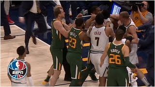 Scuffle in Nuggets vs Jazz Derrick Favors and Mason Plumlee ejected  NBA Highlights [upl. by Mcquade69]