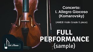 Concerto I Allegro Giocoso Komarovsky  Piano amp Violin Full Performance sample [upl. by Ramar]