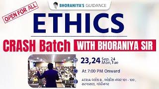 ETHICS CRASH BATCH  Special Lecture by Bhoraniya Sir  gpsc cce [upl. by Anivlek]