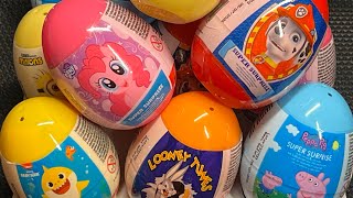 Asmr Unboxing 19 Surprise Eggs Paw Patrol Papa Pig BABY SHARK MY LiTTLE Pony Minions Looney Tunes [upl. by Ynnatirb]