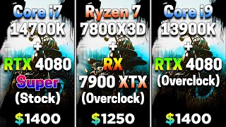 i7 14700K  RTX 4080 SUPER Stock vs R7 7800X3D  RX 7900 XTX OC vs i9 13900K  RTX 4080 OC [upl. by Anita]