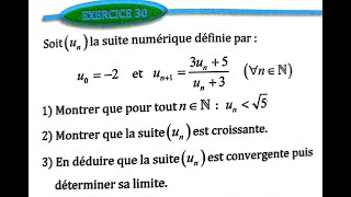 suites numériques 2 bac SM Ex 30 page 103 Almoufid [upl. by Nellac]