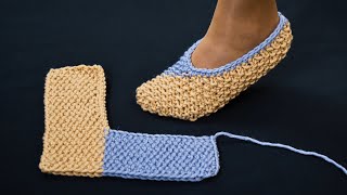 Easy knitting slipper  tutorial for beginners Miarti🧶 [upl. by Ecilegna]