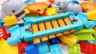 Satisfying Building Blocks Marble Run Race Seesaw Bridge amp Whale [upl. by Yotal319]