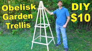 How to Make a Obelisk Garden Trellis for 10  Simple DIY [upl. by Federica]