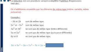 3ème  CALCUL LITTERAL  Réduction [upl. by Changaris]