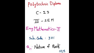 C23Engineering MathematicsIIQ17Nature of Roots [upl. by Skilken]