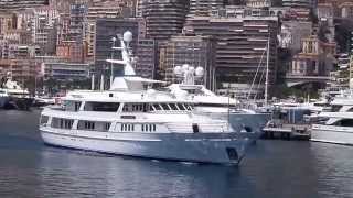 David and Frederick Barclays 30000000 Yacht LADY BEATRICE leaving Monaco [upl. by Imaj]