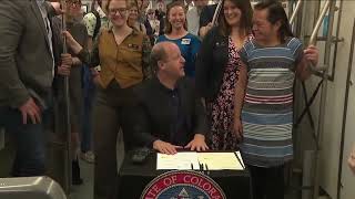 Colorado Gov Jared Polis signs multiple transit bills into law [upl. by Nirrej908]