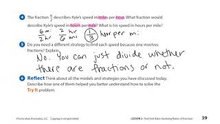 Ready Math Grade 7 Lesson 22 Develop Solving Problems with Unit Rates for Ratios with Two Fractions [upl. by Isnyl]