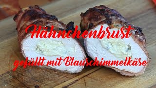 Hähnchenbrust  gefüllt mit Blauschimmelkäse im Baconmantel  010 Fläming BBQ [upl. by Ahsekyw]