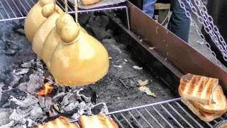 The Hanged Caciocavallo Cheese Seen at Street Food Parade Turin Italy Street Food [upl. by Morley726]