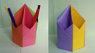 DIY Pen amp Pencil Holder  How to Make Origami Hexagonal Pen  Pencil Holder [upl. by Ethbinium]