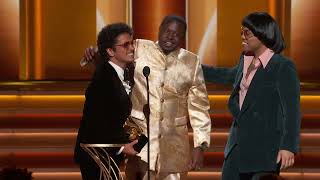 SILK SONIC Wins Song Of The Year For “LEAVE THE DOOR OPEN”  2022 GRAMMYs Acceptance Speech [upl. by Jerroll]