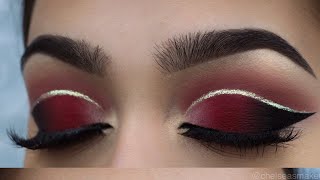 tutorial  Red cut crease  glitter [upl. by Oalsinatse]