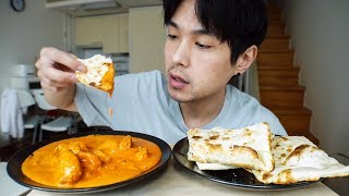 Butter Chicken amp Garlic Naan  MUKBANG [upl. by Sinnaoi]