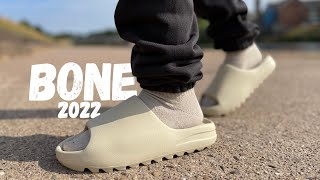 They FINALLY Did It Yeezy Slide BONE 2022 Review amp On Foot [upl. by Ivens]