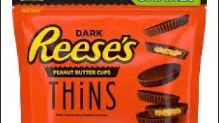 Dark chocolate Reesie‘s peanut butter cups ￼ thins Yummy ￼ [upl. by Ahsikad]