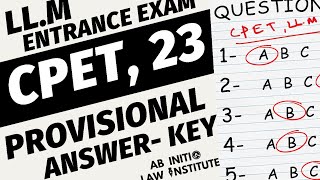 CPET LLM 2023 entrance exam provisional answer key [upl. by Boorman]