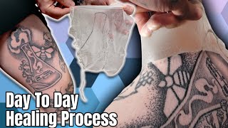 Tattoo Healing Process With Second Skin Dermshield  Saniderm [upl. by Kaleena]