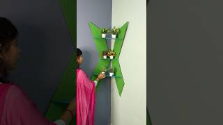 Beautiful Green Corner Shelf Craft Using Cardboard short reel viral youtubeshort diy trending [upl. by Yluj]