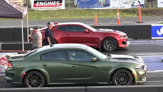 ZL1 Camaro vs Widebody Hellcat Charger  drag racing [upl. by Lehcear213]