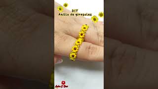 🌻Como hacer anillos de girasoles en Mostacilla  muy fácil [upl. by Ashwin]