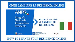 Come Cambiare La Residenza Online sul sito Anagrafe ANPR  English tutorial [upl. by Lerud]