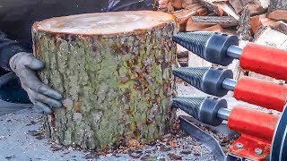 Dangerous Automatic Homemade Firewood Processing Machines Fastest Huge Wood Splitting Machines [upl. by Aneala]