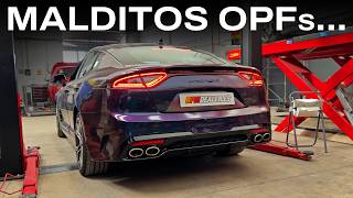 Así suena un KIA de casi 400cv con OPFs 🥲 Fabricamos escape deportivo para Stinger GT V6 Biturbo [upl. by Sihunn]