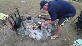 Bucks Outback Biji Burger cooked over the campfire [upl. by Eleinad]