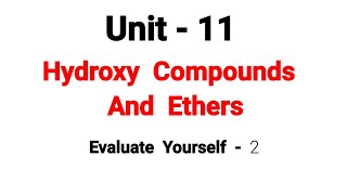 Evaluate yourself  2  Hydroxy Compounds And Ethers  TN 12th Chemistry  Unit 11  in tamil [upl. by Notsob]