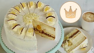 🤩 FRUCHTIGER TRAUM 🍍ANANASKOKOSSAHNETORTE mit SCHOKONOUGATCREME 🍍 REZEPT VON SUGARPRINCESS [upl. by Yrrol]