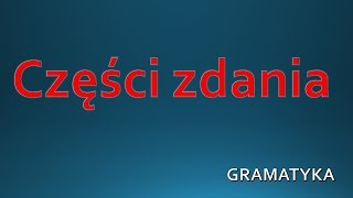 Części zdania  GRAMATYKA Język Polski [upl. by Farman193]