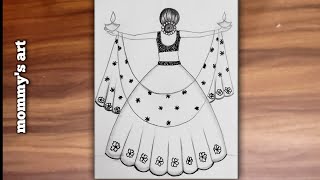 Beautiful Diwali Drawing EasyDiwali Festival Scenery Drawing For Beginners LaviArtsOfficial [upl. by Tatia795]