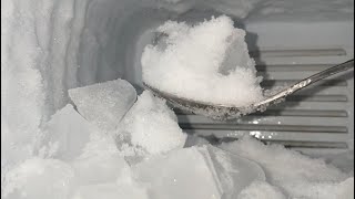 Scraping freezer frost HUGE ICE 🧊⛄️ Freaking cold 🥶 yummy 🤤 [upl. by Hadeehuat]