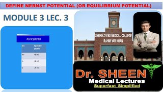 DEFINE NERNST POTENTIAL OR EQUILIBRIUM POTENTIAL [upl. by Ennaoj]