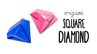 Easy Origami Square Diamond Tutorial  No Glue  Paper Kawaii [upl. by Sivaj]