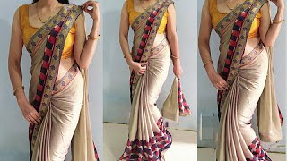 Simple Saree drape to look stylish daily saree wearing this Stylish way saree draping for party [upl. by Hackney]