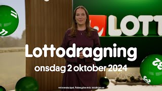 Lotto onsdag 2 oktober 2024  Lottodragningen [upl. by Anihpesoj]