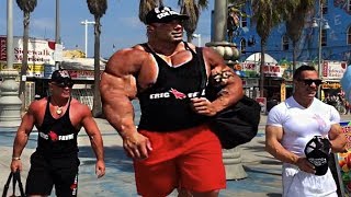 Real Life Giant Morgan Aste  Biggest Bodybuilder Ever Trains At Muscle Beach USA  Public Reactions [upl. by Hanikas587]