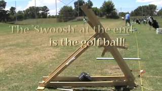 Golf Ball Trebuchet 700 foot distance [upl. by Enilesor]