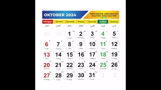 Kalender Oktober 2024 dan Hari Libur [upl. by Supen]