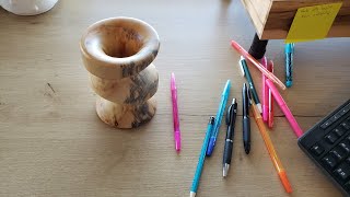 Woodturning  Off Center  Eccentric Pencil Holder [upl. by Anelra]