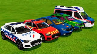 TRANSPORTING PIXAR CARS amp FRUITS WITH COLORED amp JOHN DEERE vs CLAAS vs TRACTORS  BeamNGdrive 983 [upl. by Blaseio71]