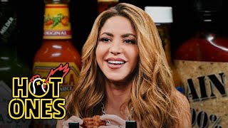 Shakira Howls Like a SheWolf While Eating Spicy Wings  Hot Ones [upl. by Ordway]