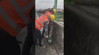 Amazing installing steel handrail fence on bridge [upl. by Meehaf870]